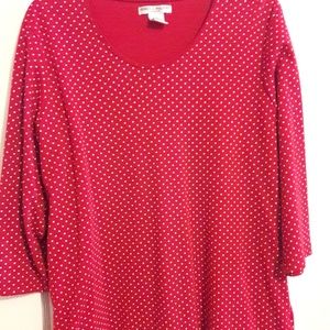 2/$15 Red White 2X Knit Top 3/4 sleeves